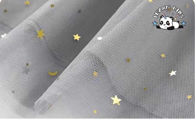 LEZONKIDS - Hot Sale Long Sleeves Foil Gold Silver Tulle Rompers Toddler Girls Dresses for Kids
